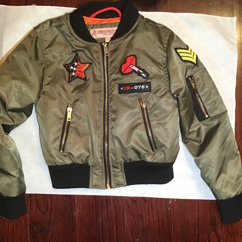 Urban republic girls collection patchwork army green jacket size 6X